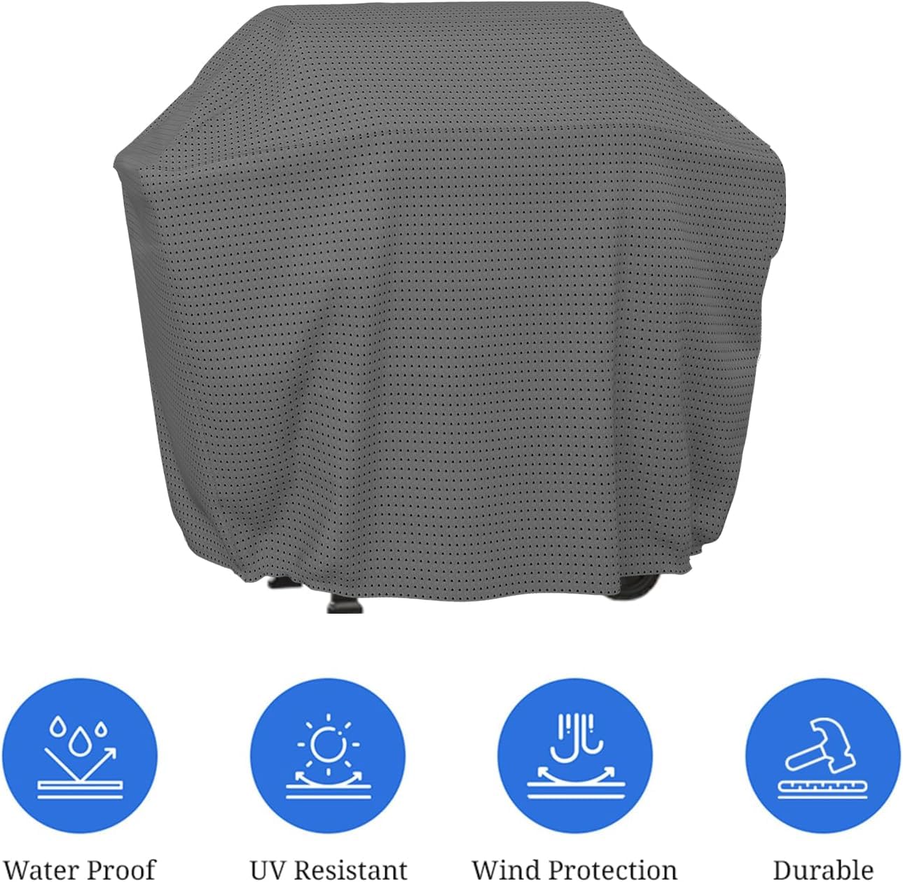 grill cover on outdoor grill with UV-resistant breathable fabric