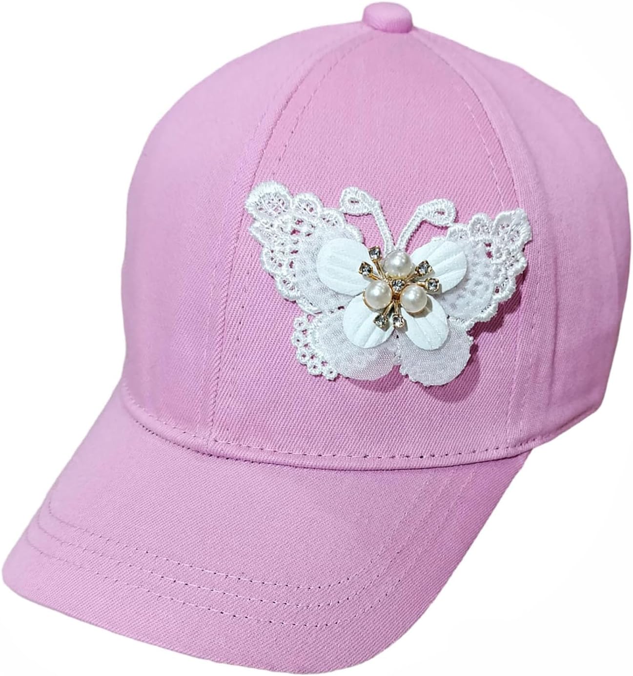 Cron Unisex Butter Fly Ring Kids Cotton Sports Cap Summer Gift Hat for Boys & Girls Suitable for Age 6 to 12 Years (Pink 1)