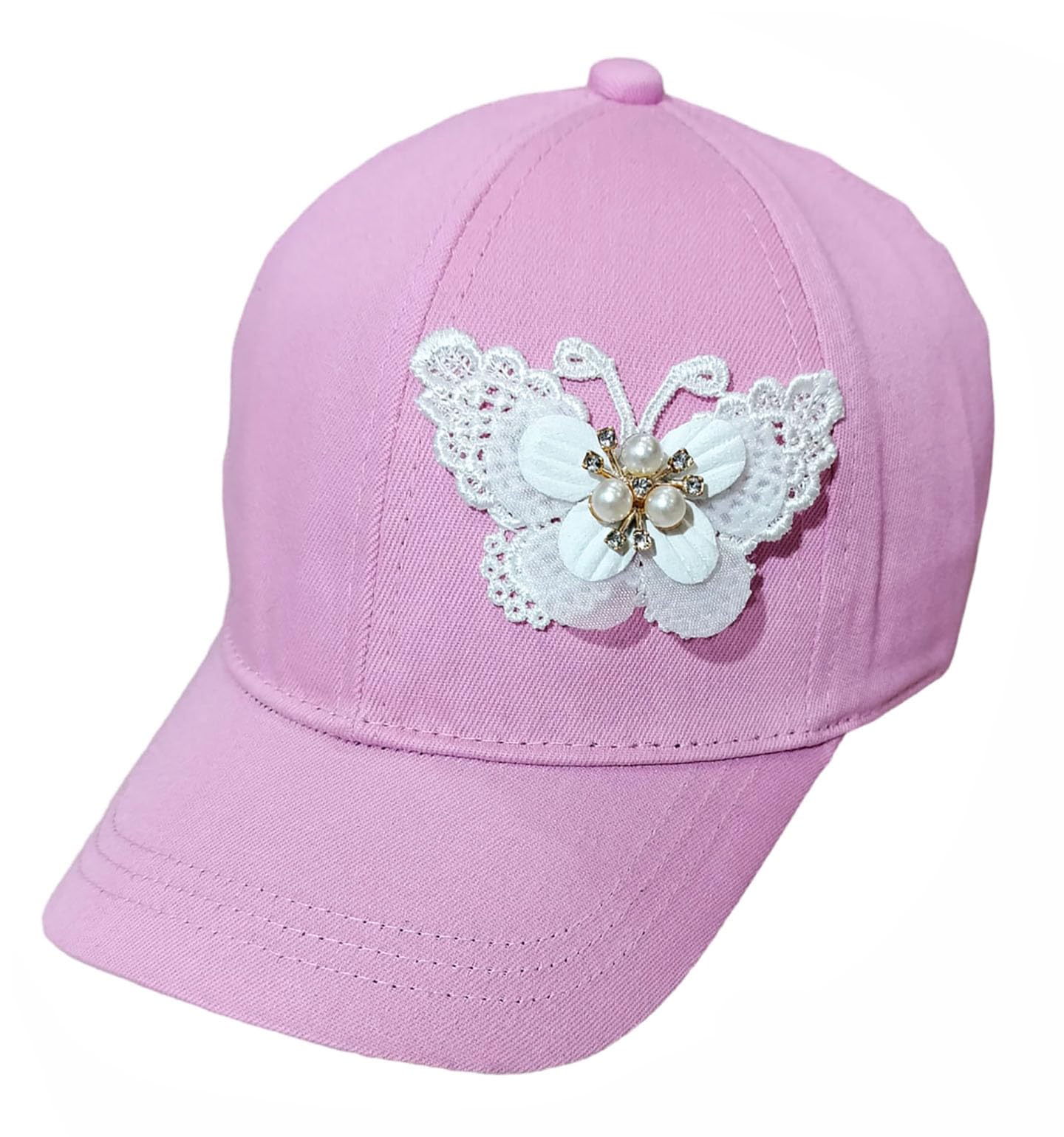 Unisex Butter Fly Ring Kids Cotton Sports Cap Summer Gift Hat for Boys & Girls Suitable for Age 6 to 12 Years (Pink 1)