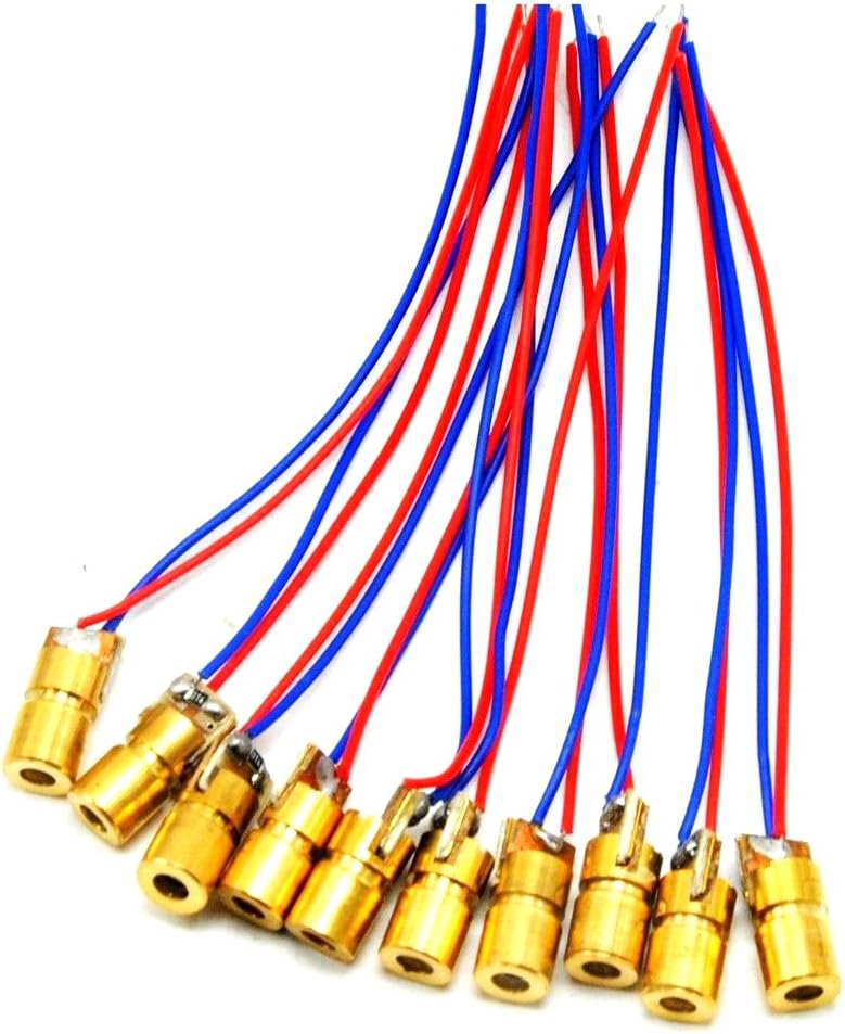 10pcs Mini-type 1mW 650nm Red Laser Dot Diode Module w/Driver 3V 6x10mm