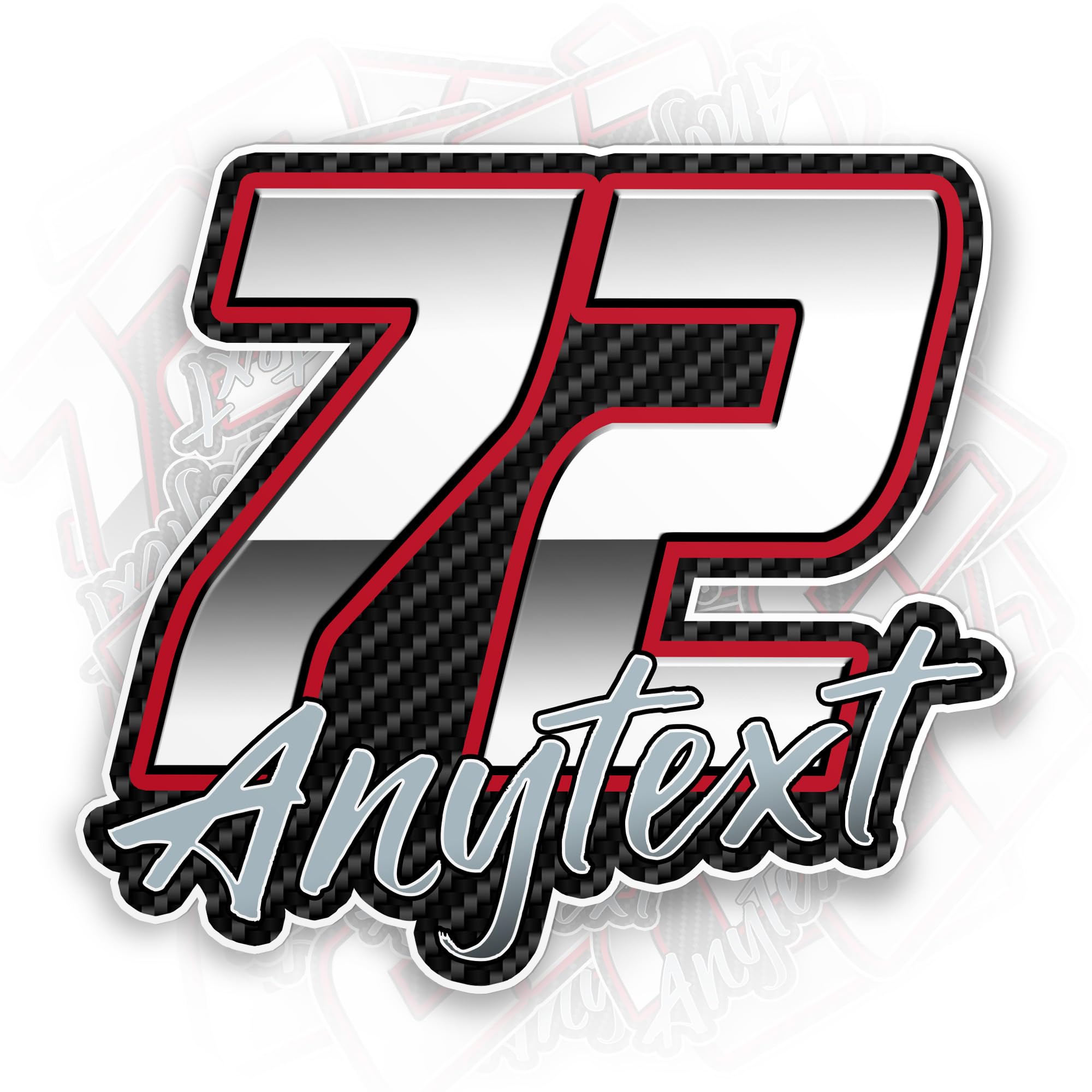 (New Update) Personalized Racing Sticker Custom Carbon Texture Name Number Gradient Racing Car Motorbike Waterproof Die-Cut Vinyl Sticker for Laptop