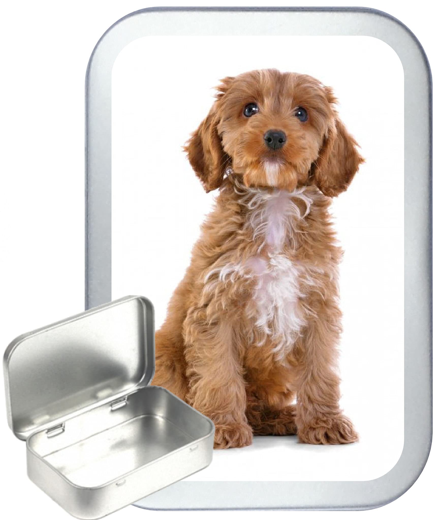 TEEZ Cockapoo 50ml Silver Hinged Tobacco Tin, Hinged 1oz Tobacco Tin