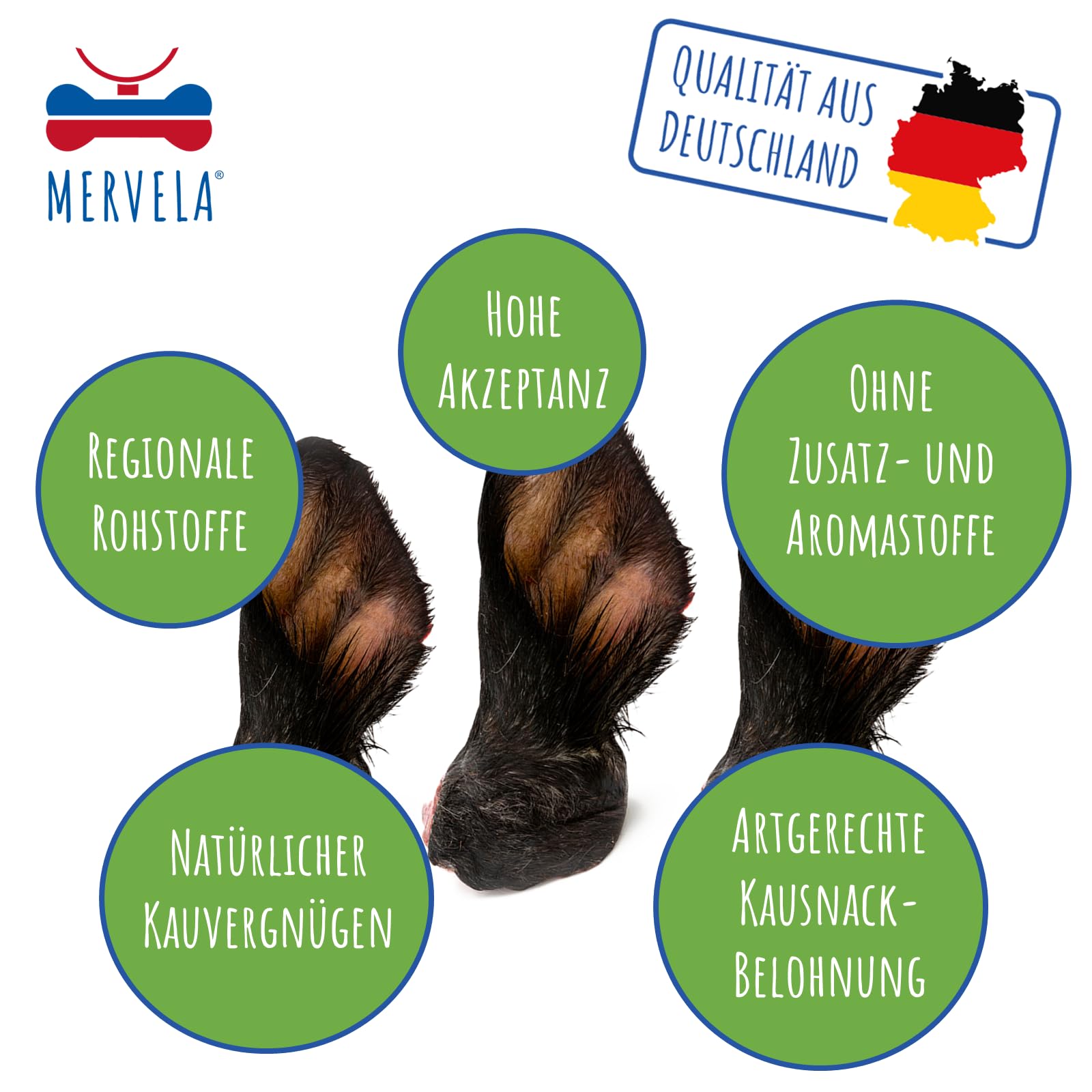Orejas de vacuno con pelo para perros, 10 unidades, calidad alemana, 100 % naturales, aperitivos masticables secos sin aditivos