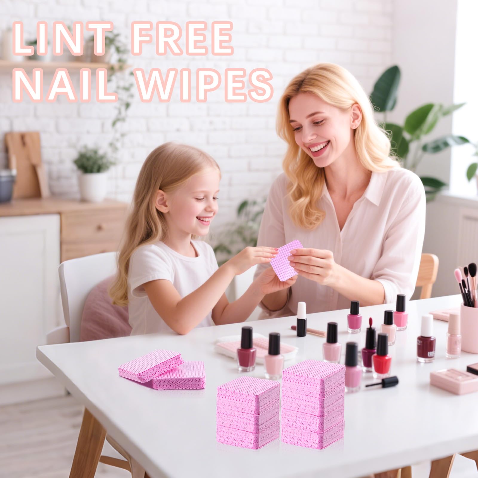 1500 toallitas para uñas sin pelusas, color rosa, sin pelusas, para uñas de gel, quitaesmalte, extensiones de pestañas, pegamento para uñas, suministros de almohadillas de limpieza