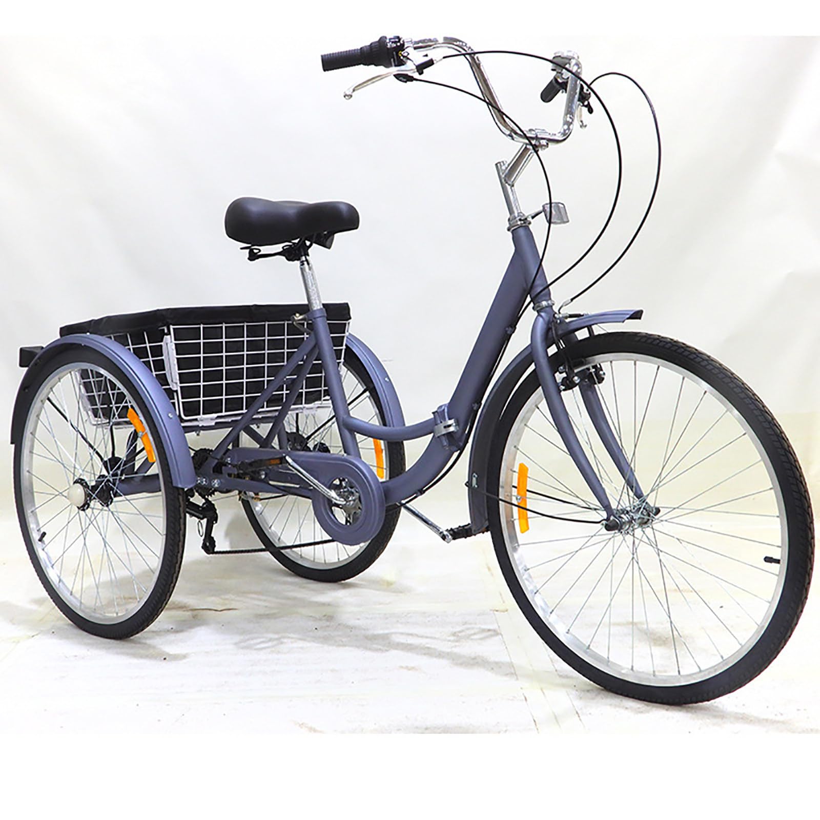 Triciclo da passeggio per anziani e adulti a 3 ruote, pneumatici larghi da 20", sedile regolabile, capacità di carico 130 kg, ideale per trasportare la spesa e per pedalare agevolmente all'a