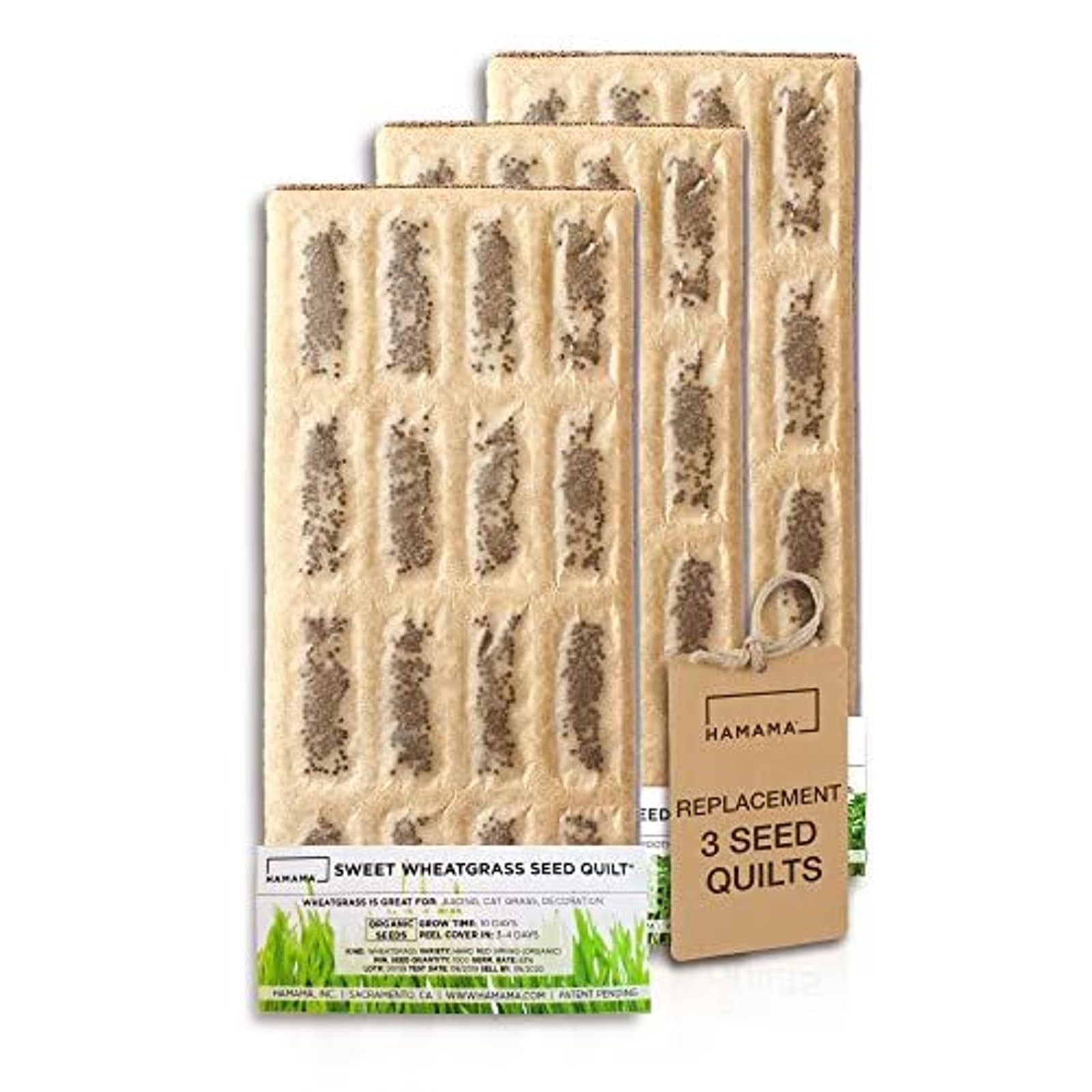 HAMAMA Microgreens Growing Kit Replacements - Wheatgrass Indoor Sprouts Mat - Seed Quilts Easy Setup Pack of 3 - No Tray Only Seeds Refills