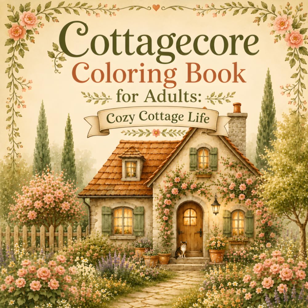 Cottagecore Coloring Book for Adults: Cozy Cottage Life