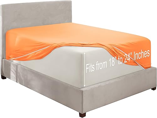 Miniatura 8 de Clara Clark Sábana bajera de bolsillo profundo para colchones de hasta 21 pulgadas, sábana bajera individual súper suave, resistente a la