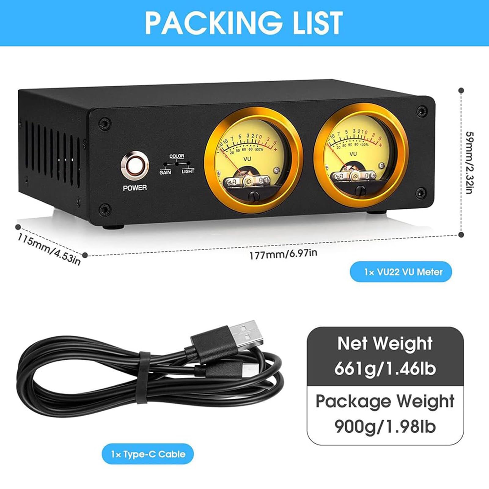 Doppio VU Meter Analogico, Indicatore Audio con Display a Pannello Db, Fonometro per Spettro Musicale Mic E Line, Regolazione Colore/luminosità, per Home Theater