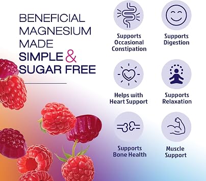 Magnesium Citrate Supplement Gummies Sugar-Free, High Absorption Magnesium Gummy Supplements for Women & Men, Supports Sleep, Heart Health, Bones and Muscles, for Relaxation & Digestion - 60 Gummies