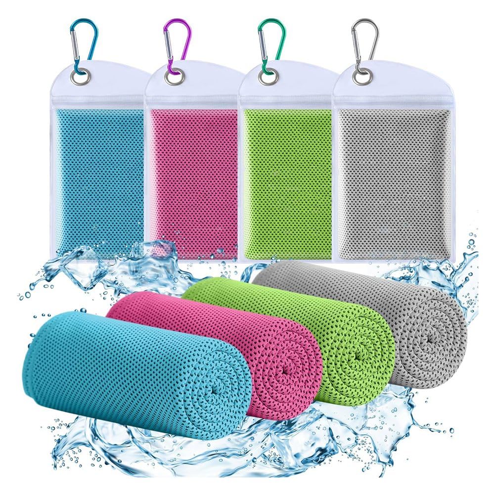 Naugan 4 Pack Cooling Towels, Breathable Gym Towels Cooling Towels for Neck and Face for Gym Yoga, Camping, Fitness, Running