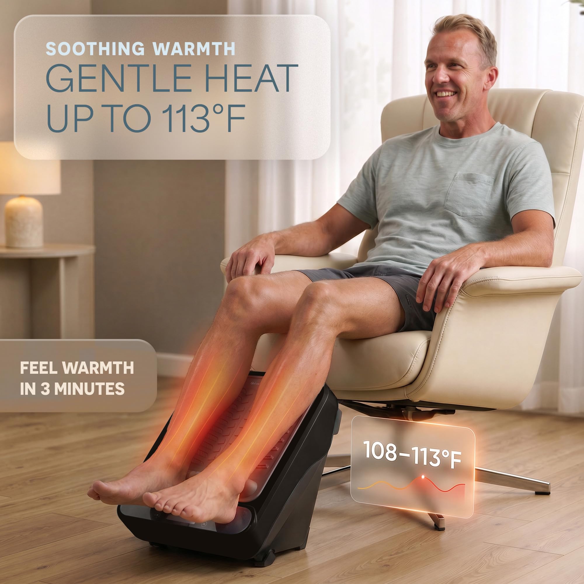Condition photo showing New/Like New for lifepro vibraflow feet massager electric comfort & circulation support | supports circulation with 30 customizable speeds, 10 preset modes, a magnetic remote holder, and dual textured pads.