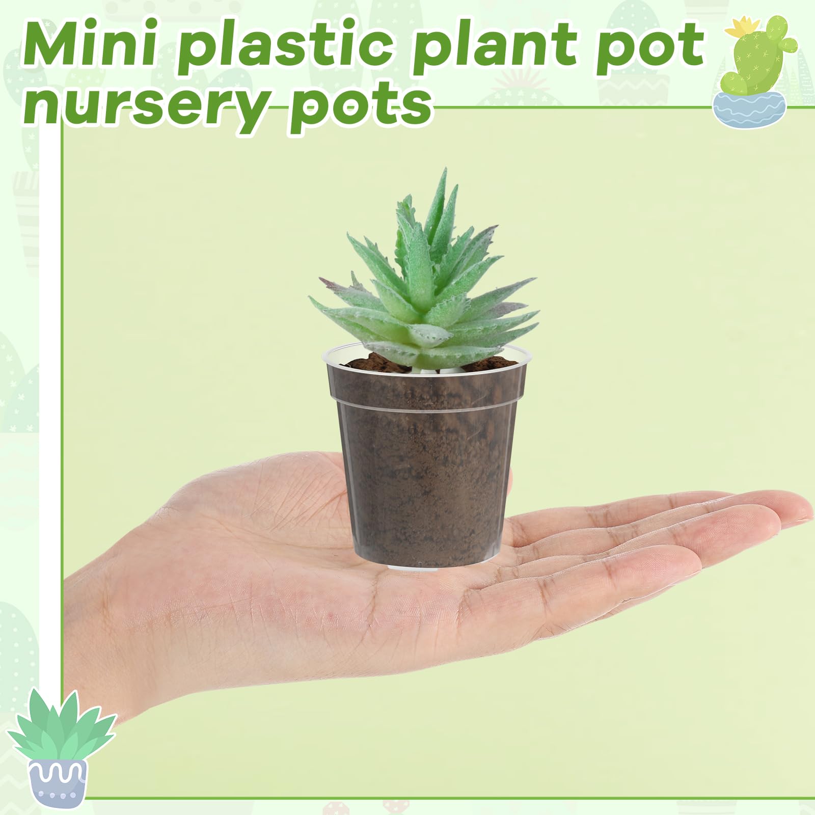 Yaomiao Lot de 200 Mini Pots de Fleurs en Plastique avec Trous de Drainage pour intérieur et extérieur (5,1 cm, Transparent)