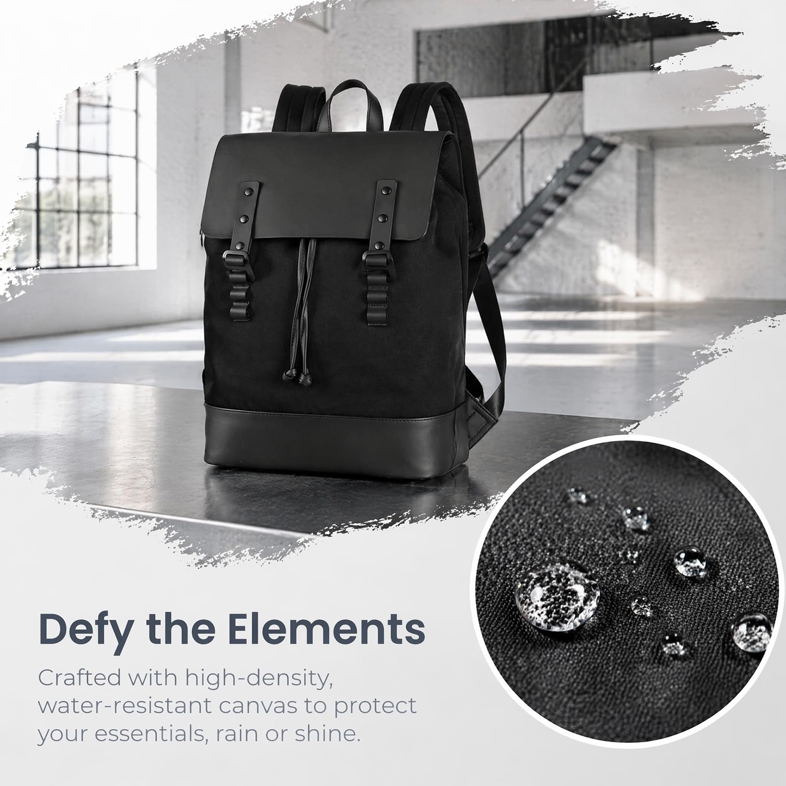 16 pulgadas portátil Oxford mochila impermeable bolso de viaje de negocios Casual Carryall,Black