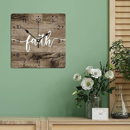 Miniatura 4 de Reloj de pared de PVC, reloj colgante de fe, versículo bíblico motivacional, cuadrado, silencioso, sin tictac, para el hogar, oficina, cocina, aula,