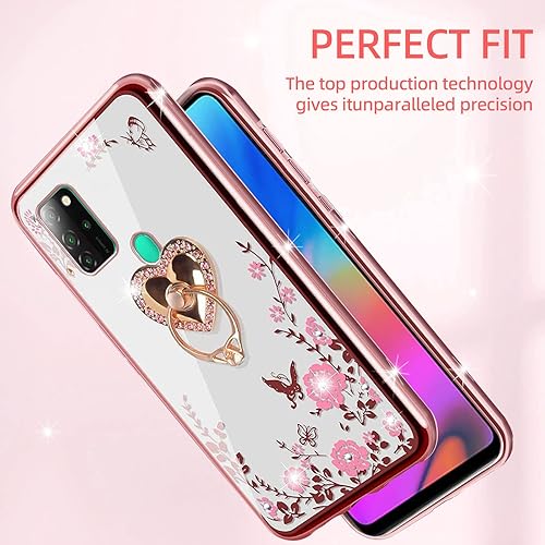 Miniatura 7 de KuDiNi Funda para BLU G91 BLU V91 para mujer, diseño de mariposa de cristal, mariposa, corazón, floral, suave TPU de lujo, linda funda protectora