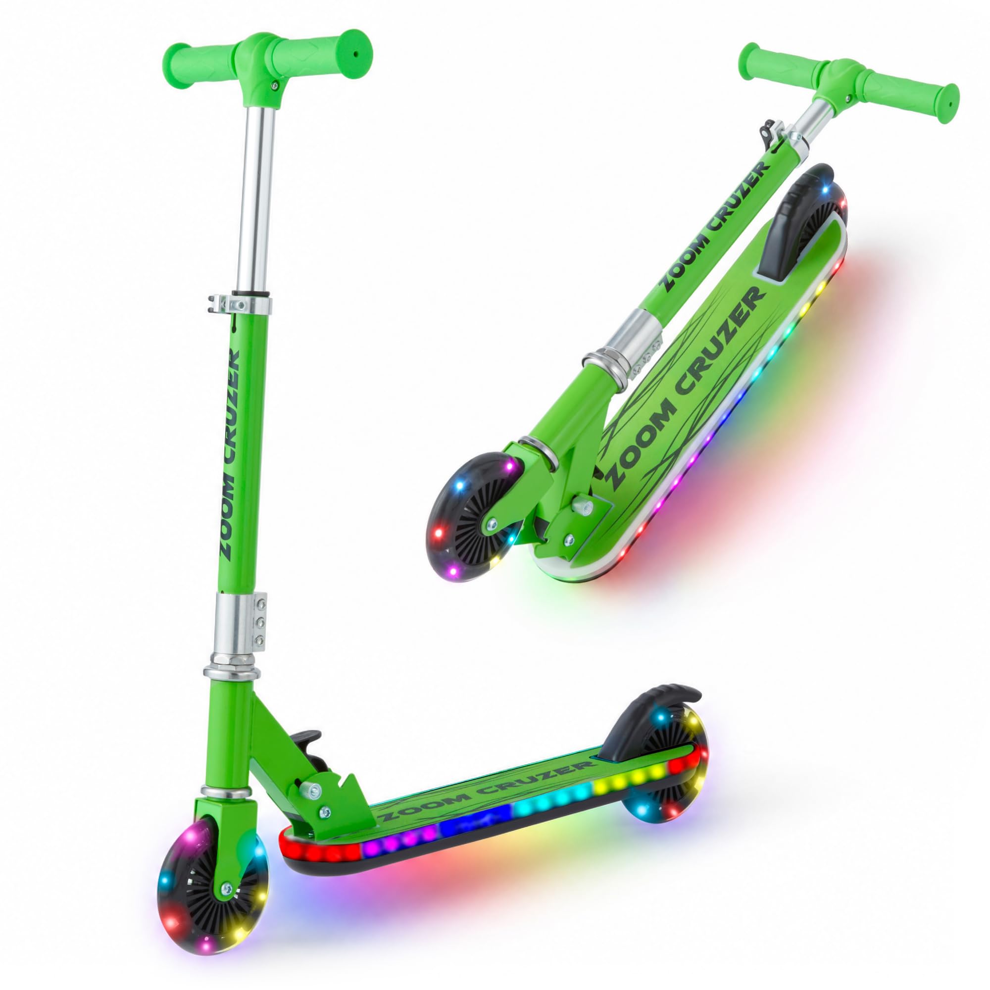 Zoom Cruzer 2 Wheel Scooter For Kids Ages 4-10 With Light Up Deck & Wheels