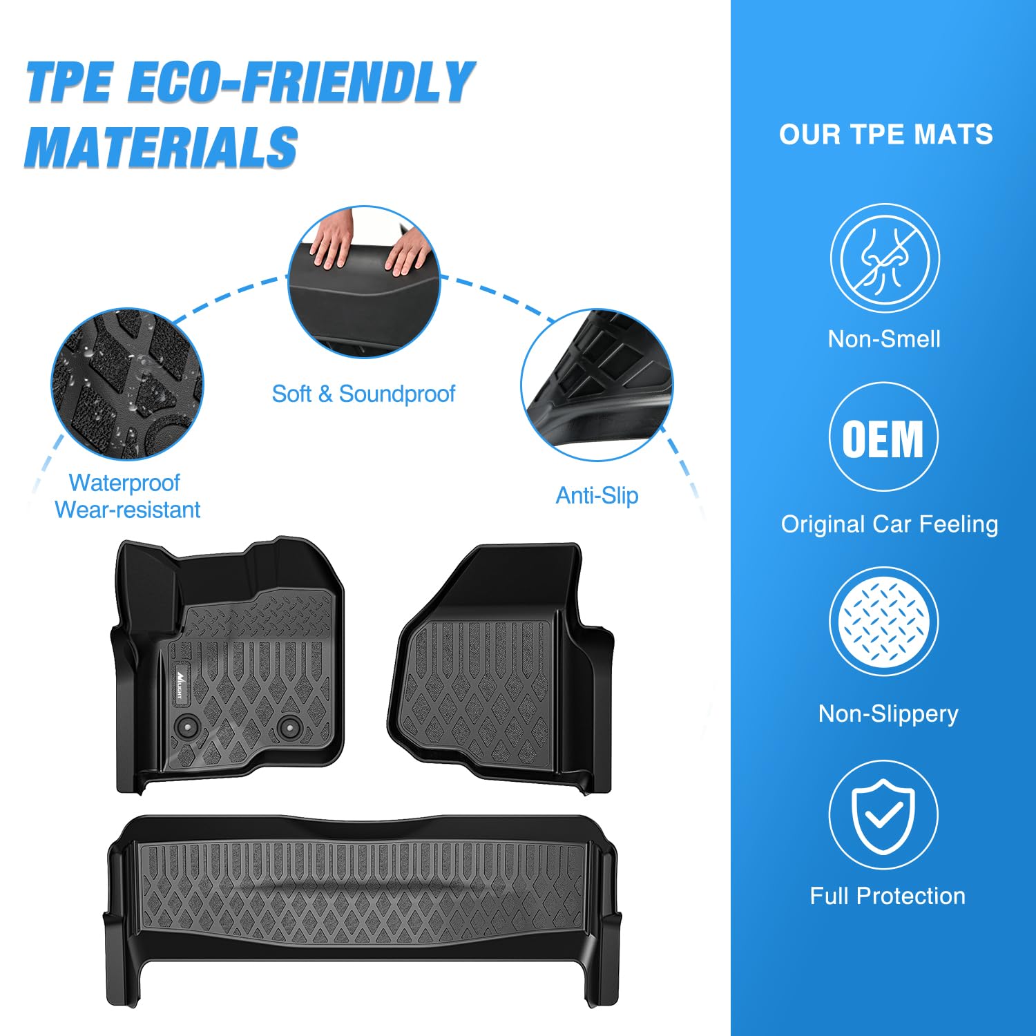 Nilight TPE Floor Mats for Ford F250 F350 F450 SuperCrew Crew Cab 2012 2013 2014 2015 2016 All — view 3