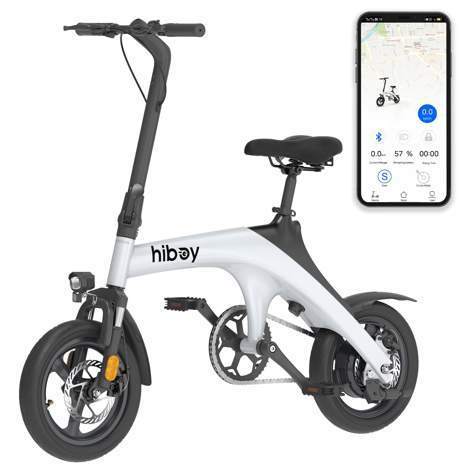 Hiboy C1 Electric Bike for Adults, 32KM/H 70KM Range (PAS) Foldable Ebike, 500W Peak Motor, 36V 7.8Ah Removable Battery, 14" Tire Electric Bicycle UL 2849 Certified