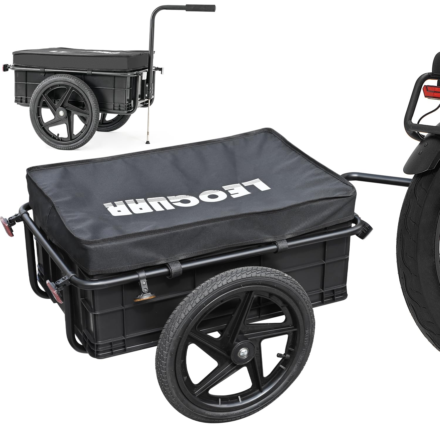 LEOGUAR 2-in-1 Bike Cargo Trailer & Hand Cart | 88 Lbs Bike Trailer / 132 Lbs Cart, 16" Wheels, Weather Resistant Cover | Universal Hitch