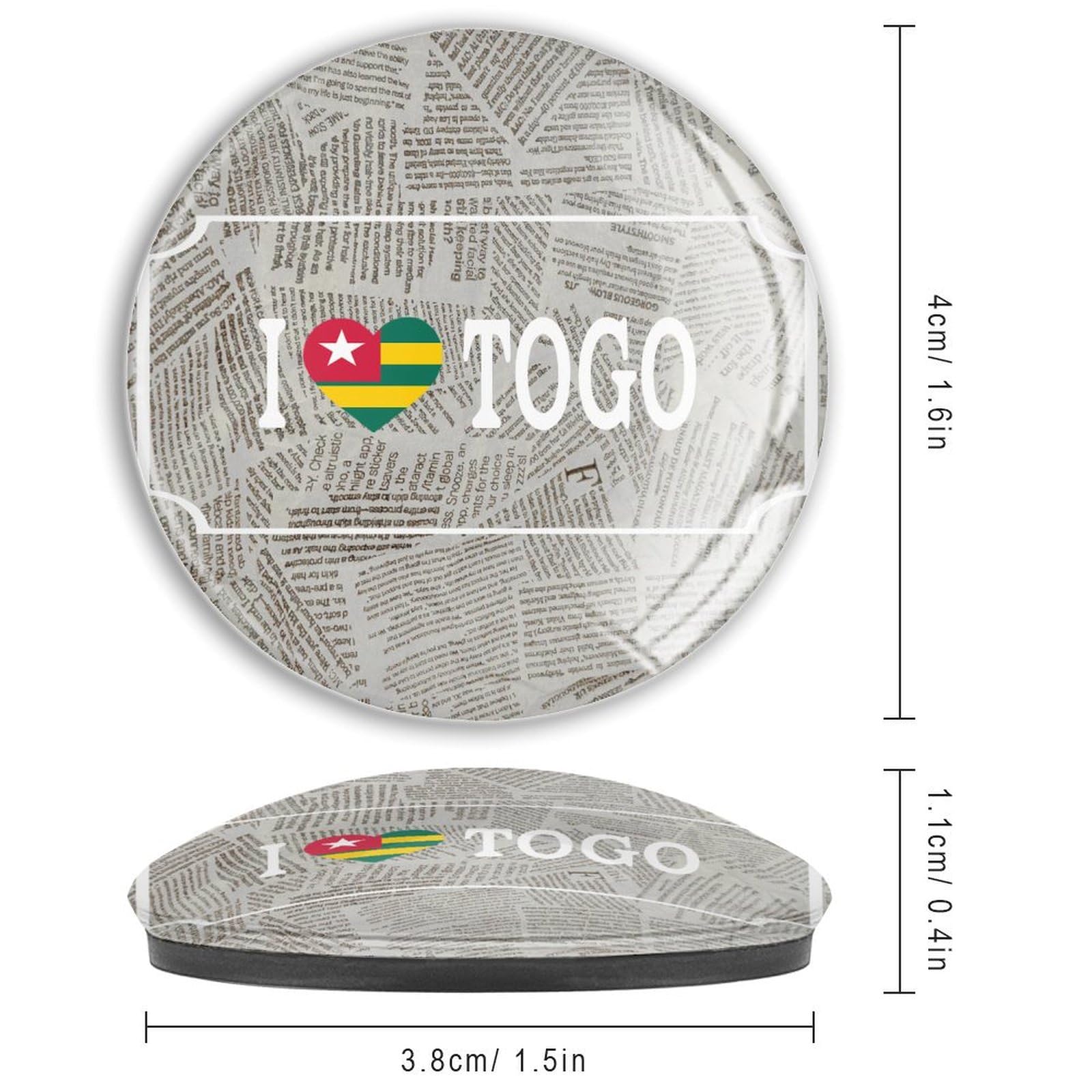 Imanes de vidrio con la bandera I Love Togo I Choice Peace pequeños imanes redondos del orgullo nacional imanes de nevera de vidrio para el hogar, oficina, cocina, pizarra blanca, 4