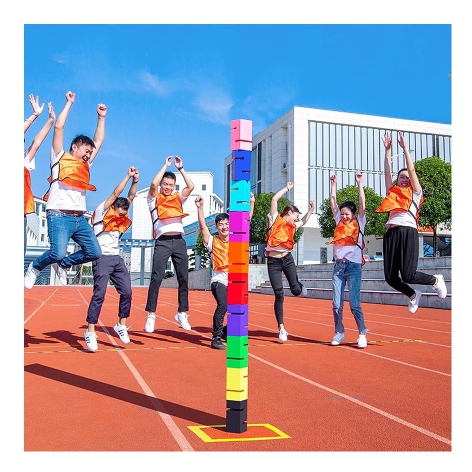IBOWZ Teamwork-Spiele, Block-Stapelturm-Spiel für 5 – 20 Personen, Outdoor-Aktivitäten, Sportfest-Set für Schule, Firma