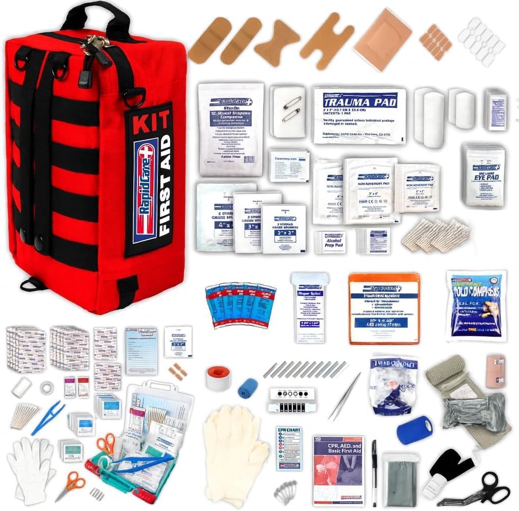 - First Aid Kit – 300+ Piece Emergency Medical Kit with Bonus 95-Piece Travel Pack – Outdoor, Workplace, and Home Use – Color Coded & Labeled for Quick Access