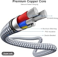 Bohconn 8m Micro USB töltőkábel nylon szürke Samsung Huawei Redmi 5
