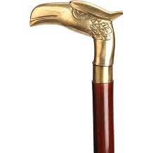 Ajuny Wooden Walking Stick for Men Women Seniors Lightweight Removable 36" Handmade Wand Decorative Golden Eagle Style Brass Handle Unique Gift for Adults