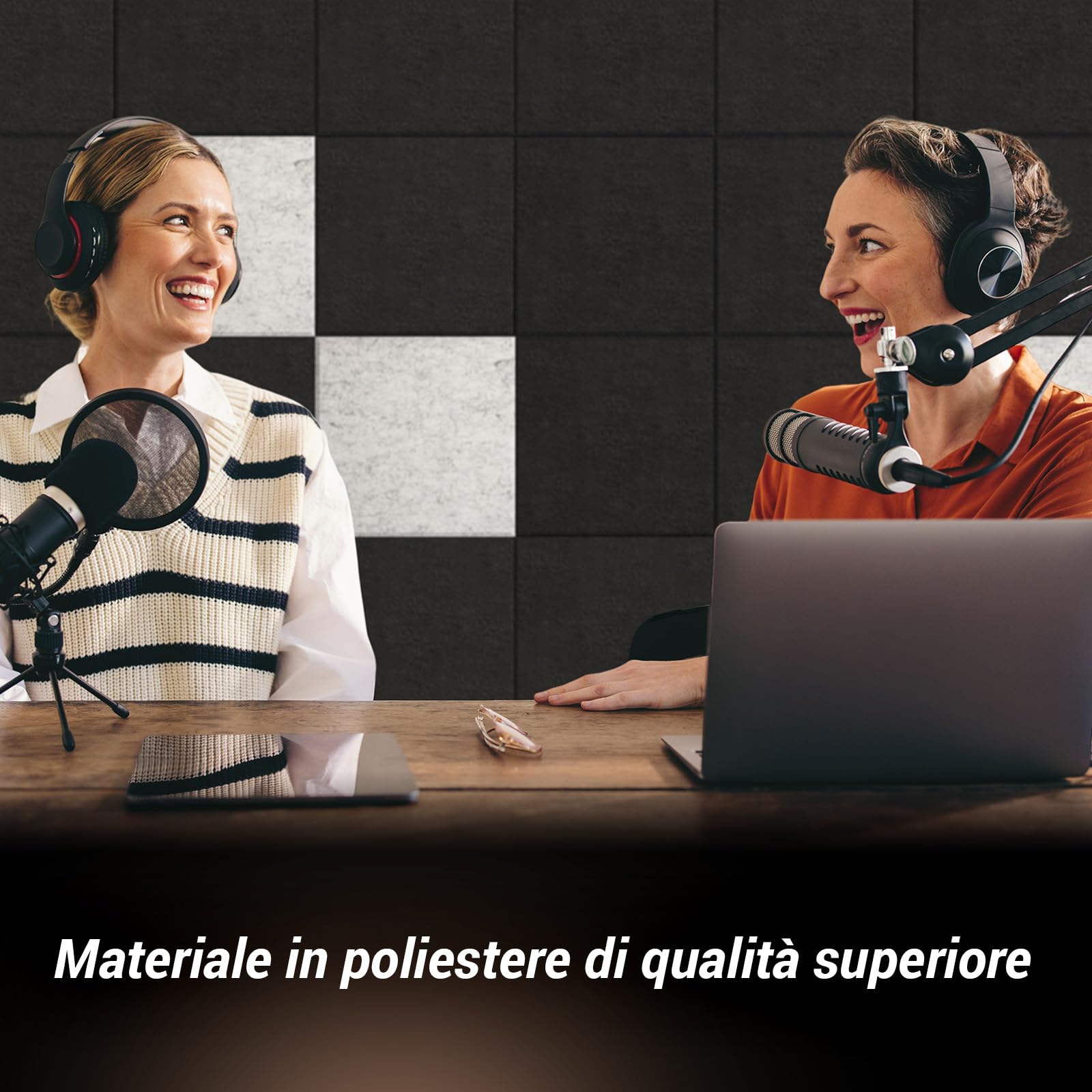 TONOR 18 Pezzi Pannelli Fonoassorbenti Adesivi, 30 x 30 x 0,9 cm Pannello Fonoassorbente Ad Alta Densità, Insonorizzazione Stanza per Cinema Domestico, Soggiorno, Camera da Letto, Nero