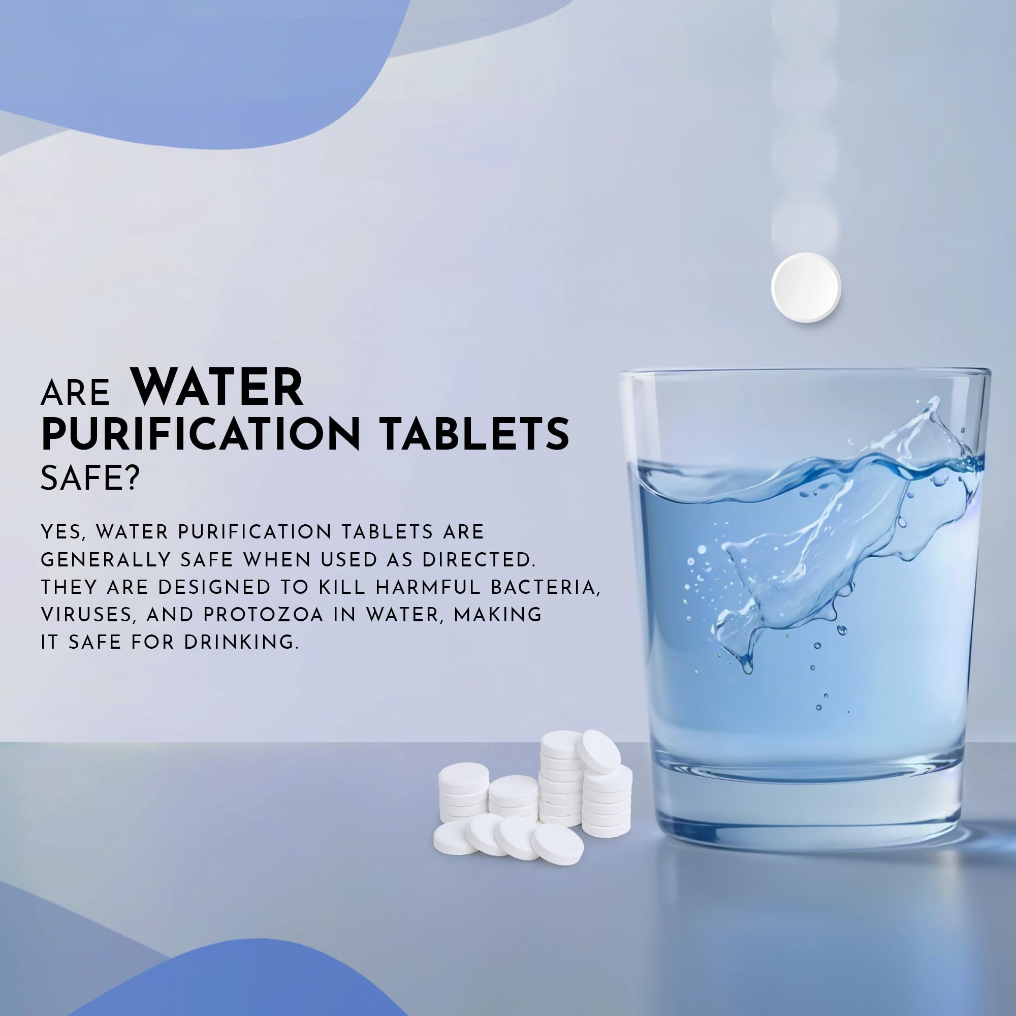 Ef-Chlor Pastilles de purification d'eau 8,5 mg - 100 comprimés - Traite jusqu'à 200L - Camping - Voyage, utilisation d'urgence - Purifie l'eau trouble ou claire en 30 minutes