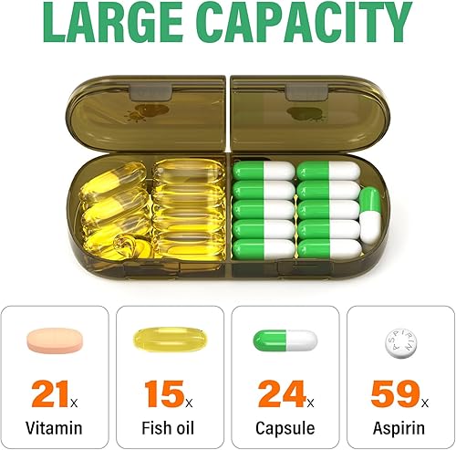 Miniatura 2 de Pastillero semanal 2 veces al día, pastillero para 7 días 2 veces, portátil para pastillas, vitaminas, aceite de pescado, medicamentos, suplementos