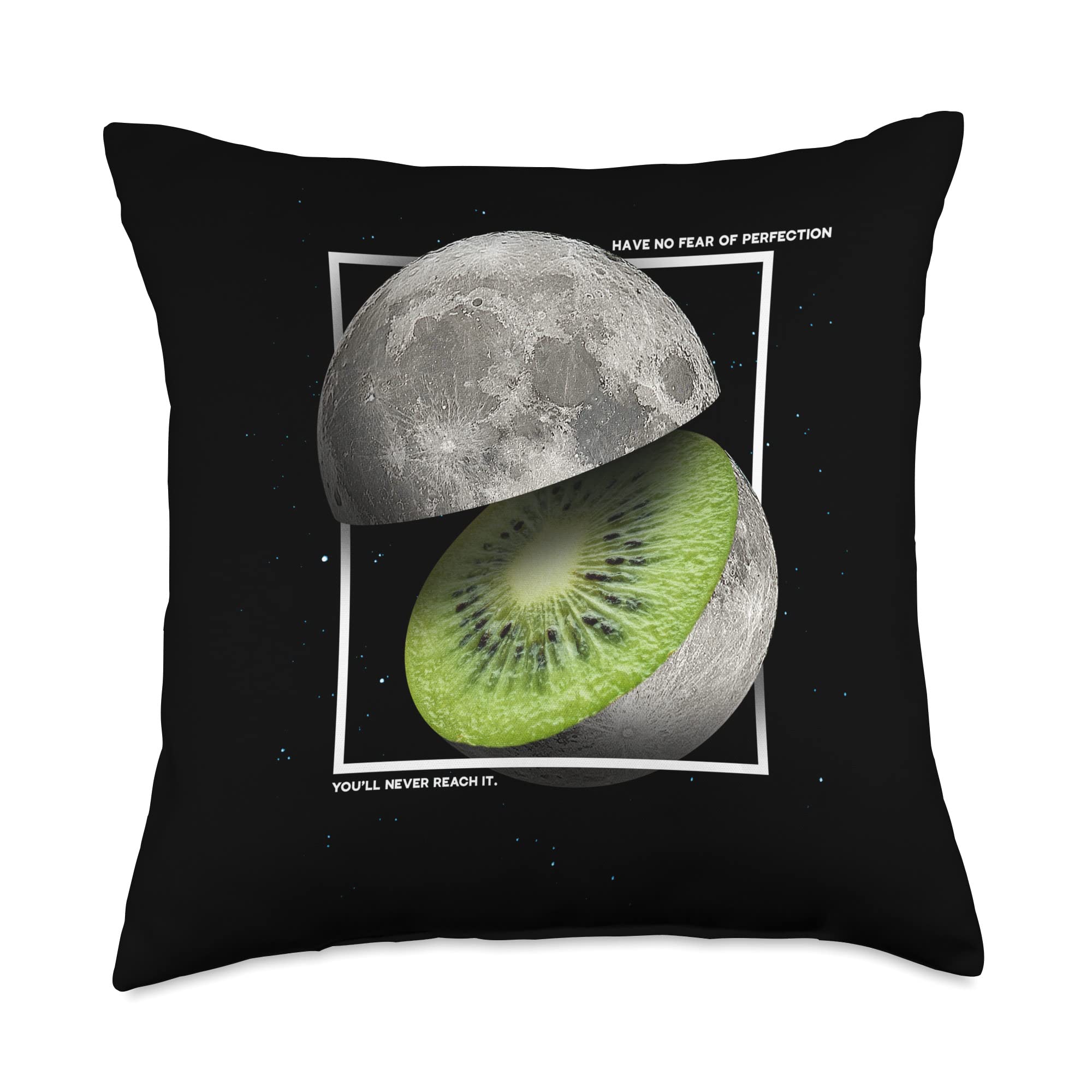 Aesthetic Fruit Slice Moon Art Kiwi No Fear of Perfection Throw Pillow, 18x18, Multicolor