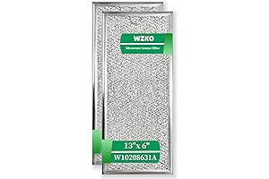 W10208631A Whirlpool and GE Microwave Grease Filter, 13 x 6 Inch, 2-Pack Replacement Filter