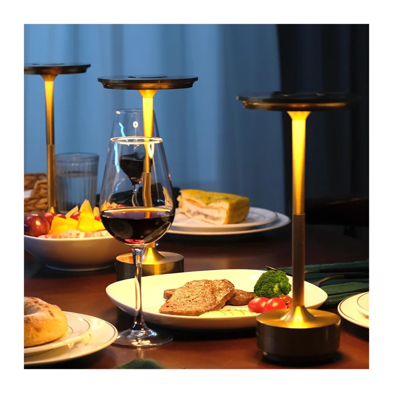 Lámpara de mesa LED recargable por USB, luz ambiental para | La batería incorporada de gran capacidad admite largas horas de espera, sin cables de(Silver)