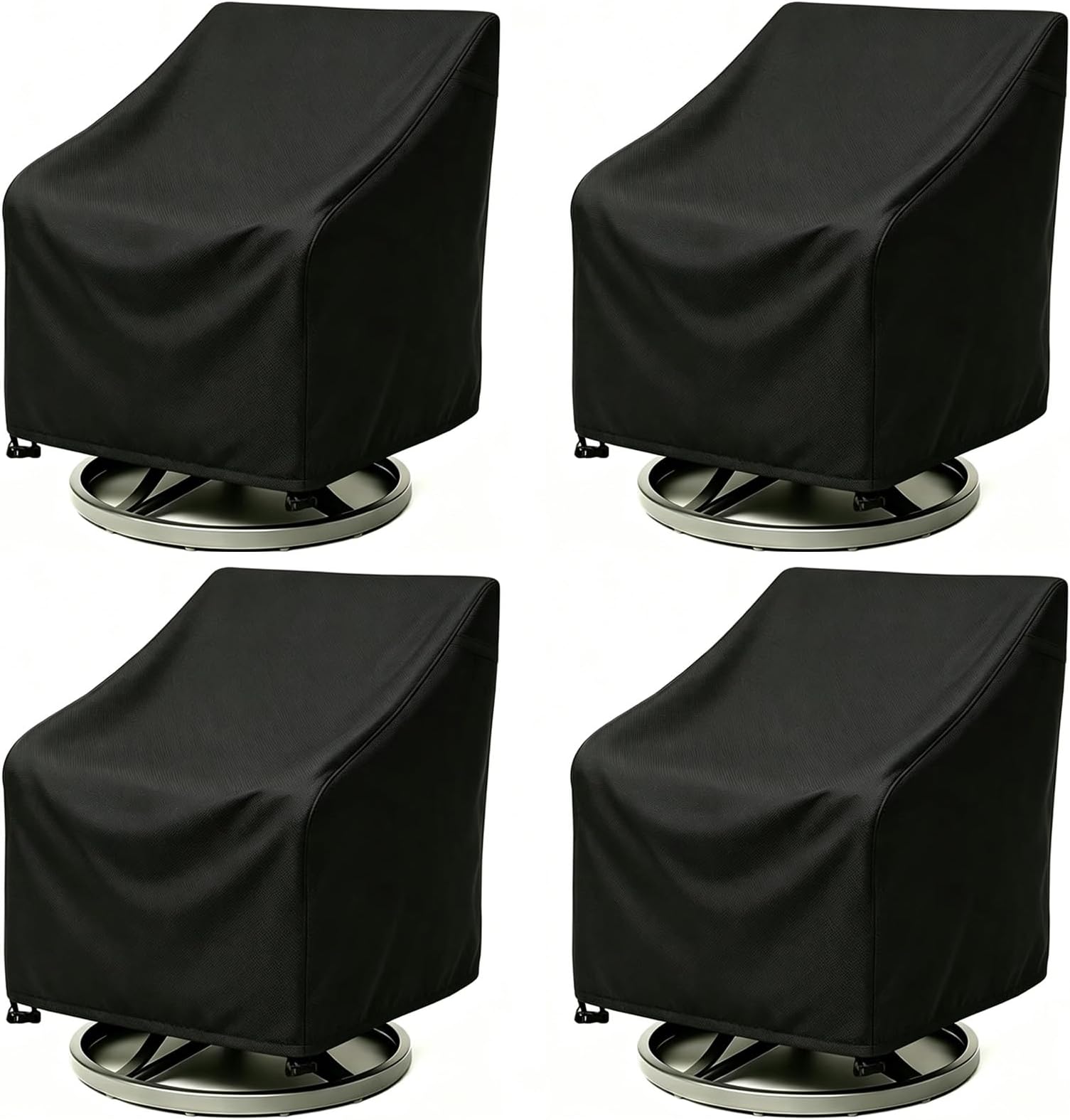Waterproof Patio Chair Covers 4 Pack ( 37.5 W x 39.25 D x 38.5 H inches) for Outdoor Swivel Chair/Lounge Deep Seat Cover, Heavy Duty and Waterproof Outdoor Patio Furniture Covers, Black