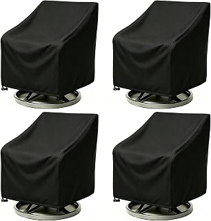 Waterproof Patio Chair Covers 4 Pack ( 37.5 W x 39.25 D x 38.5 H inches) for Outdoor Swivel Chair/Lounge Deep Seat Cover, Heavy Duty and Waterproof Outdoor Patio Furniture Covers, Black