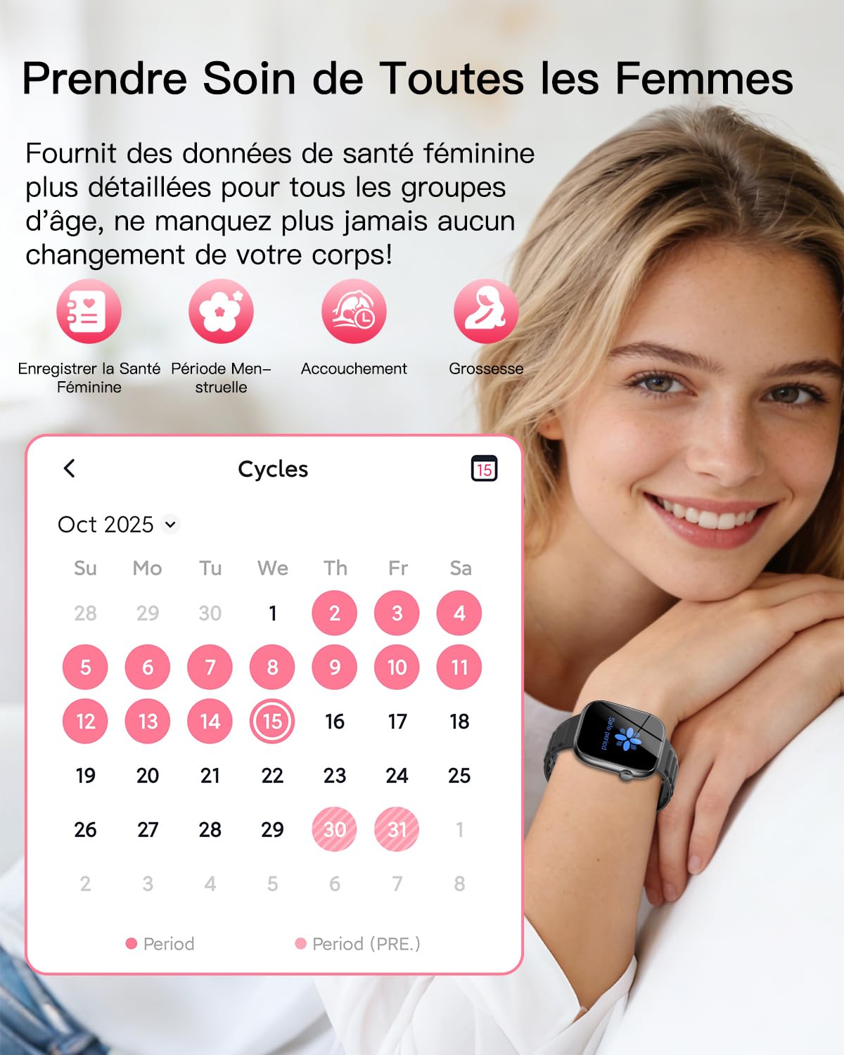 Marsyu Montre Connectée–Appels Bluetooth, Sport, Surveillance de la Santé | 1,83" HD Appels Notifications Musique. Suivi santé : fréquence cardiaque, SpO₂, sommeil et respiration, 100+ modes sportifs