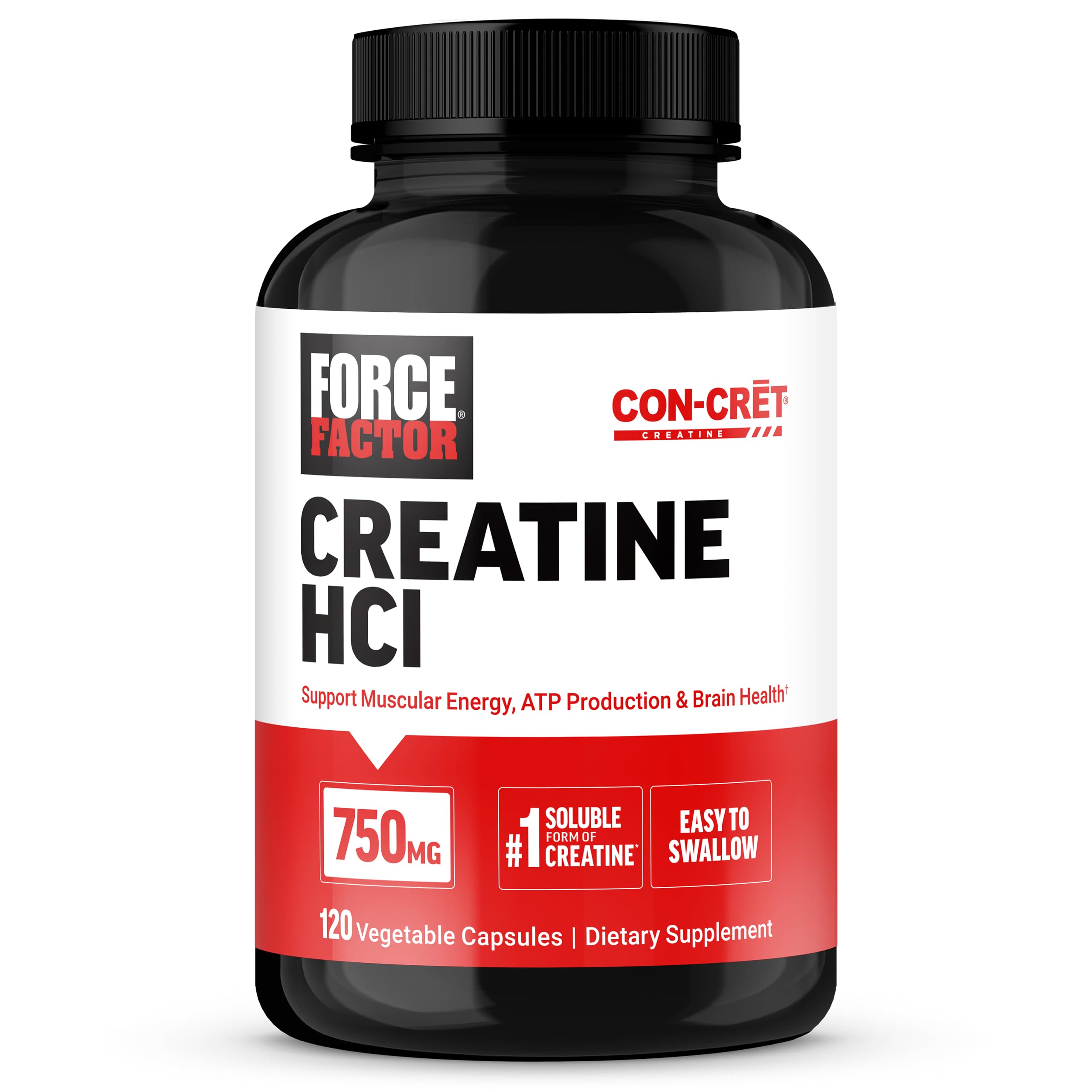 Force Factor Creatina HCl (CON-CRĒT) 750 mg, 120 cápsulas
