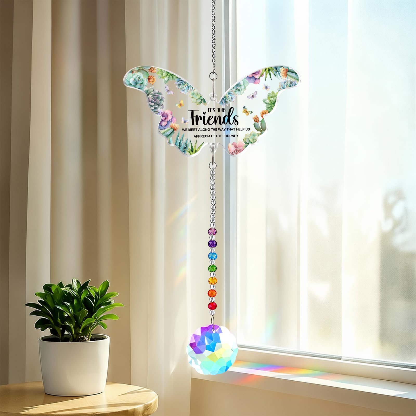 Friendship Gifts for Women, Butterfly Suncatcher Acrylic Plaque Decor, Butterfly Acrylic Plaque Keepsake on Friendship Anniversary, Birthday Presents for Friends