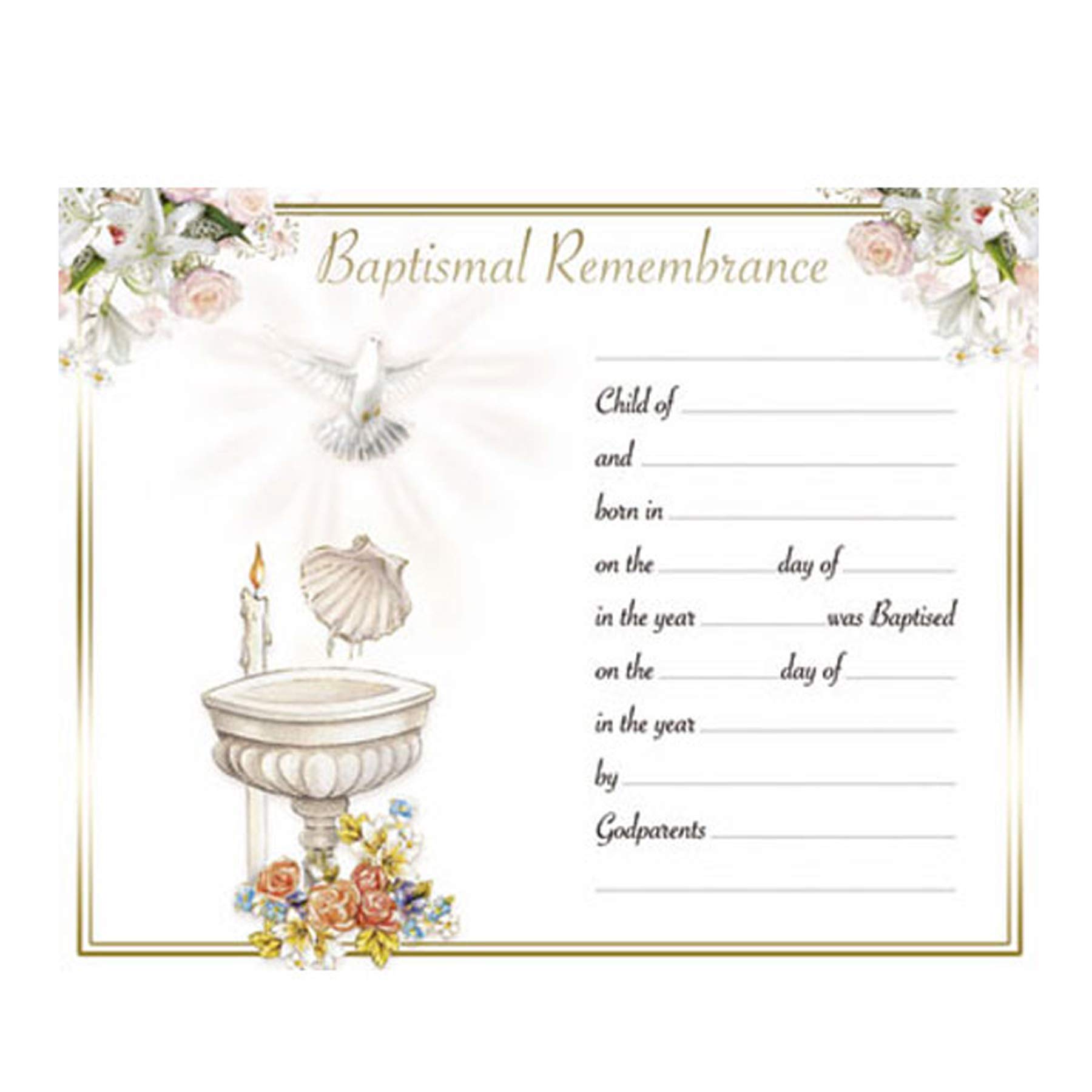 Cbc Gold Baptismal Remembrance Certificate - Baptism 5814