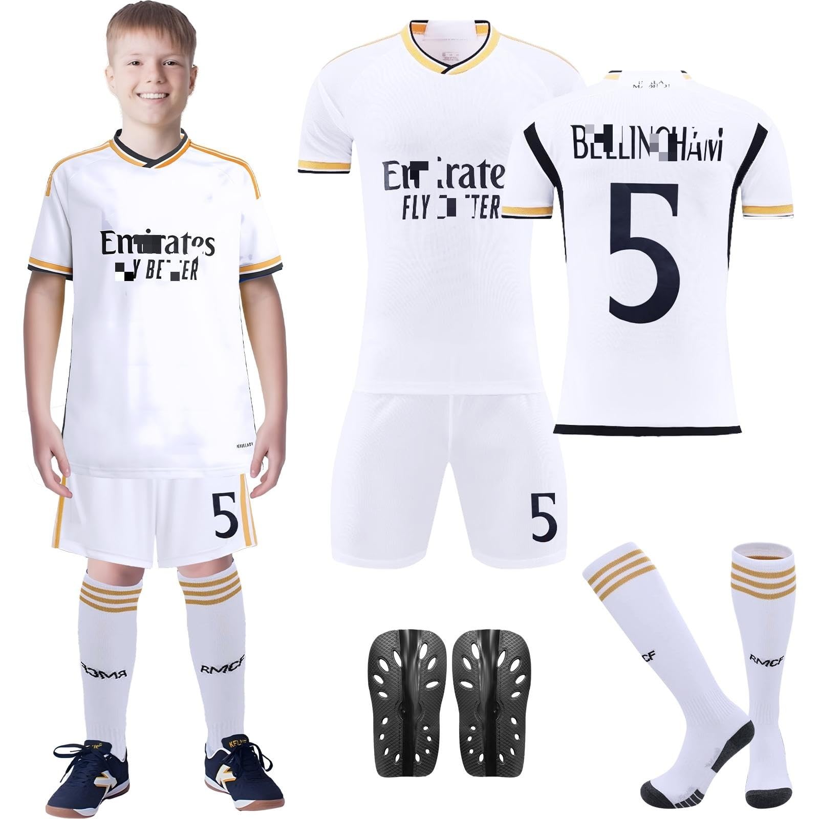 Wirhaut Camiseta de Fútbol para Niños, Equipación fútbol Niños 2023/2024 No.5/No.7 Equipacion Fútbol Niños Conjunto deportivo infantil de camiseta, pantalón corto y calcetines