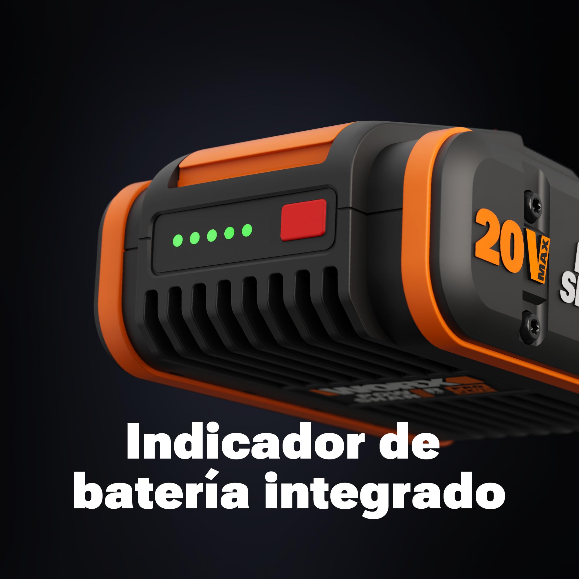 WORX WA3646 Powershare Pro Plus 20V 4Ah, batería de Ciclo Largo, con tecnología de Alto Rendimiento, indicador Integrado, Compacto y Ligero, Compatible con Todas Las Herramientas WORX