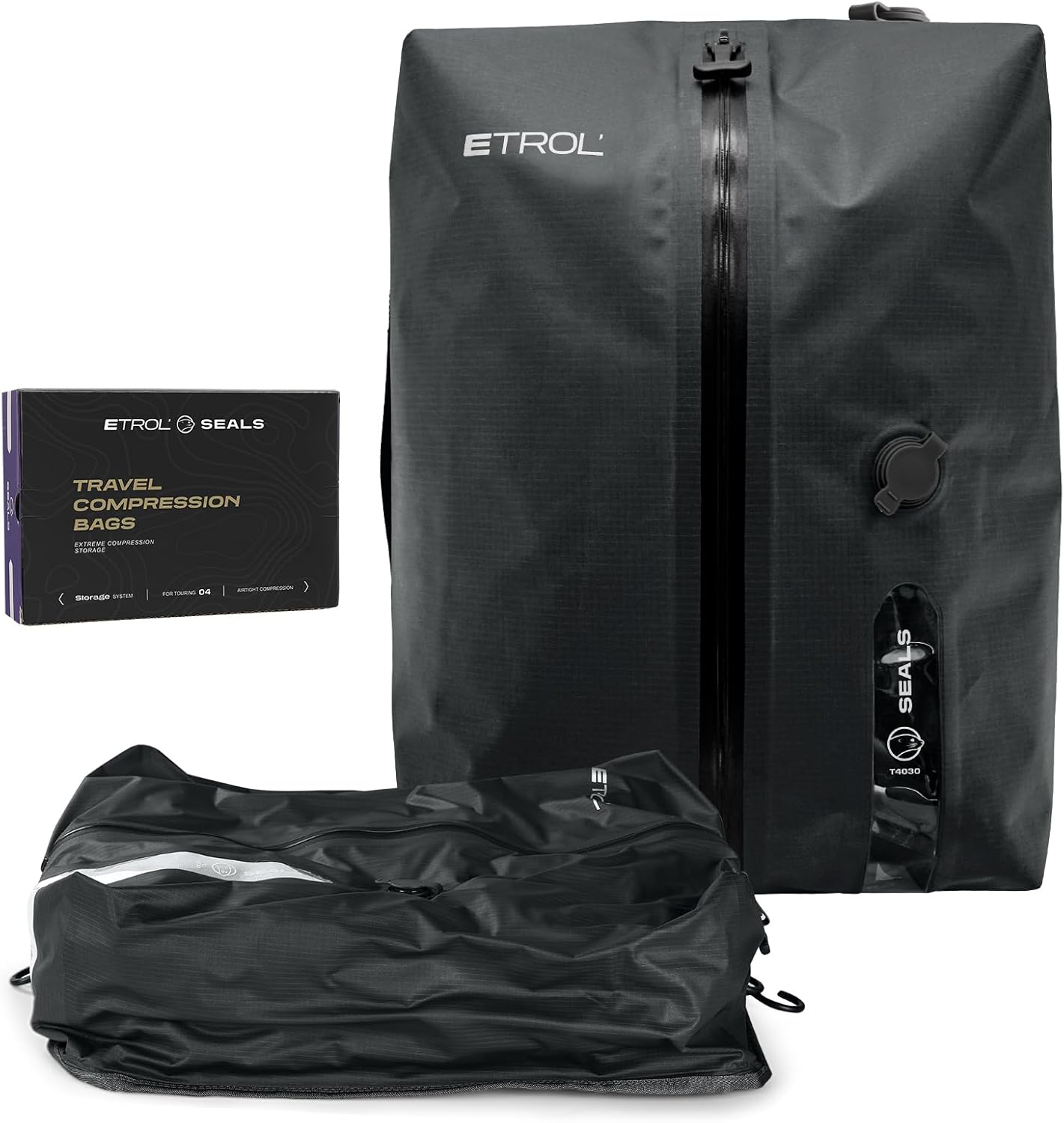 Sac sous vide en TPU pour voyage, sac de compression réutilisable en nylon 70D avec fermeture à glissière étanche IP67, cubes d'emballage de compression pour vêtements, sacs d'économie d'espace pour bagages et sac à dos (1 pièces grises)