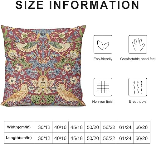 Miniatura 2 de Keebik William Morris - Funda de almohada con diseño de ladrón de fresas, funda de almohada decorativa suave para decoración del hogar, sala de