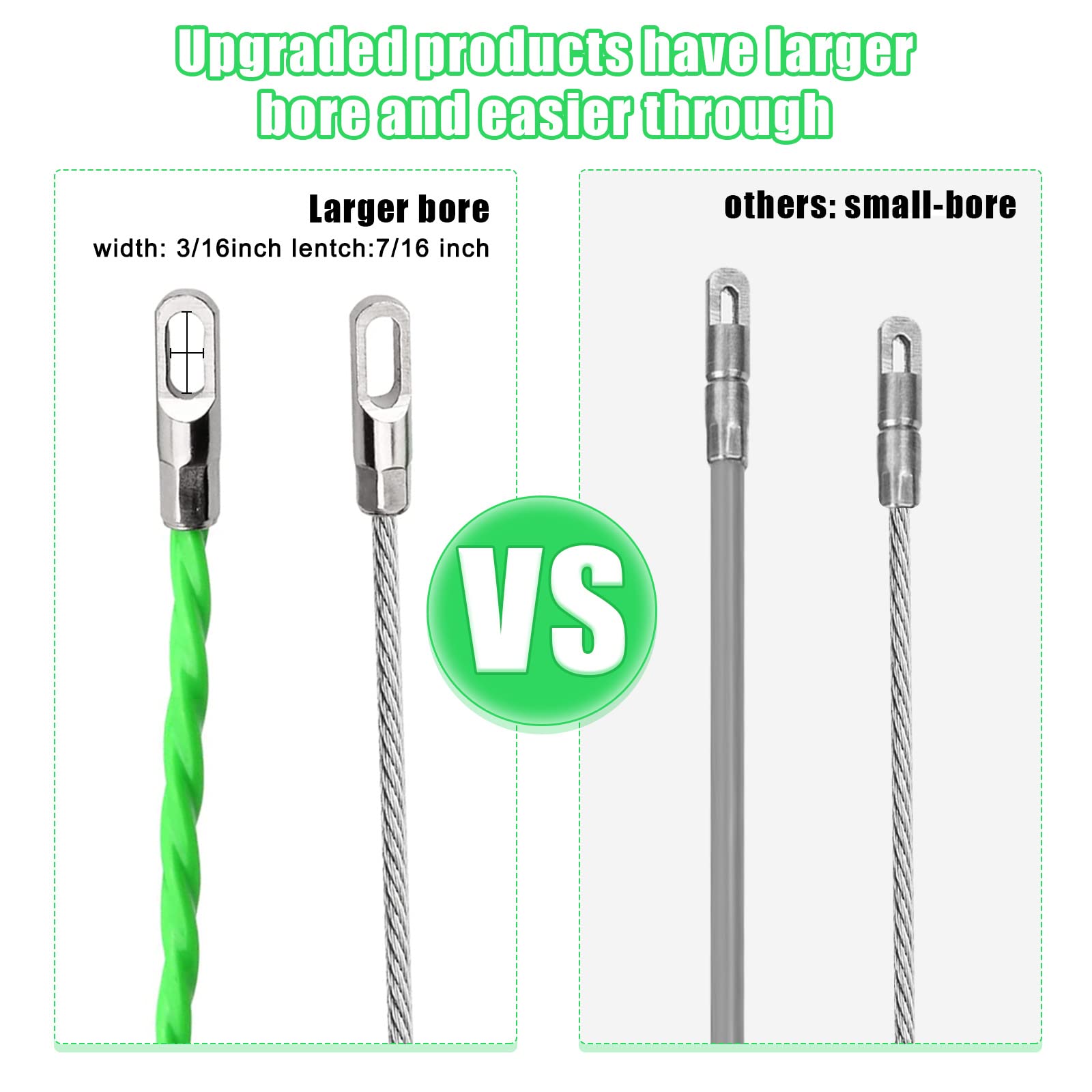 50m Fish Tape Cable Puller 4.0mm, Retractable Nylon Wire Threader with 2 Metal Lock Wires - Image 4