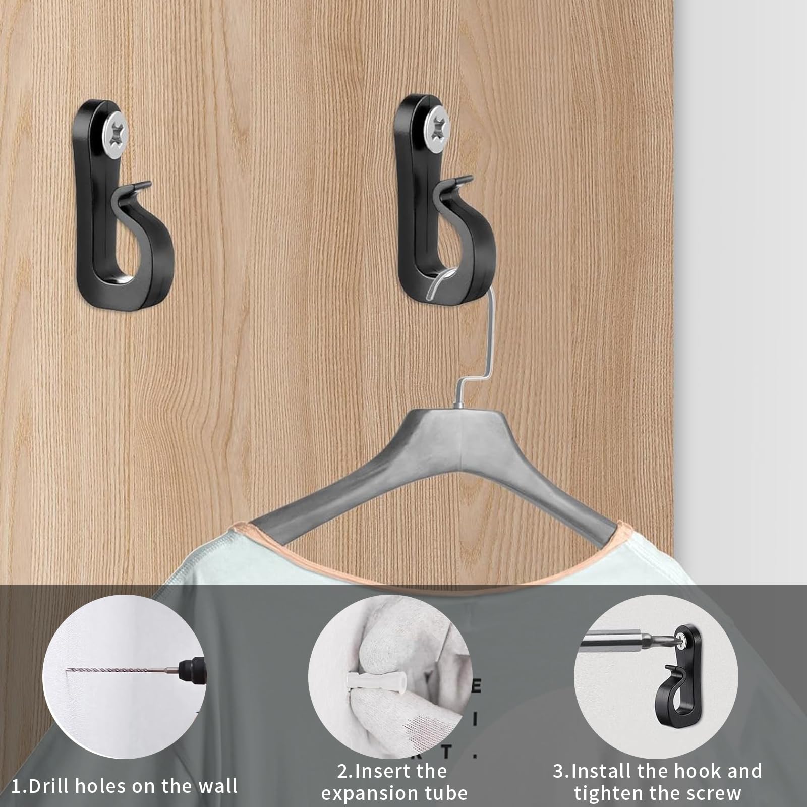 50 Pack Q-Hanger Screw in Hooks, Screw Hooks with Safety Buckle for Outdoor Lights Fence Hooks - Image 3