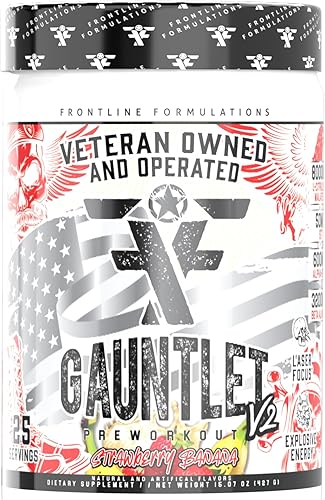 Gauntlet - Polvo de pre-entrenamiento, entrenamientos explosivos, enfoque láser, estimulación media, sabor increíble, propiedad y operación de