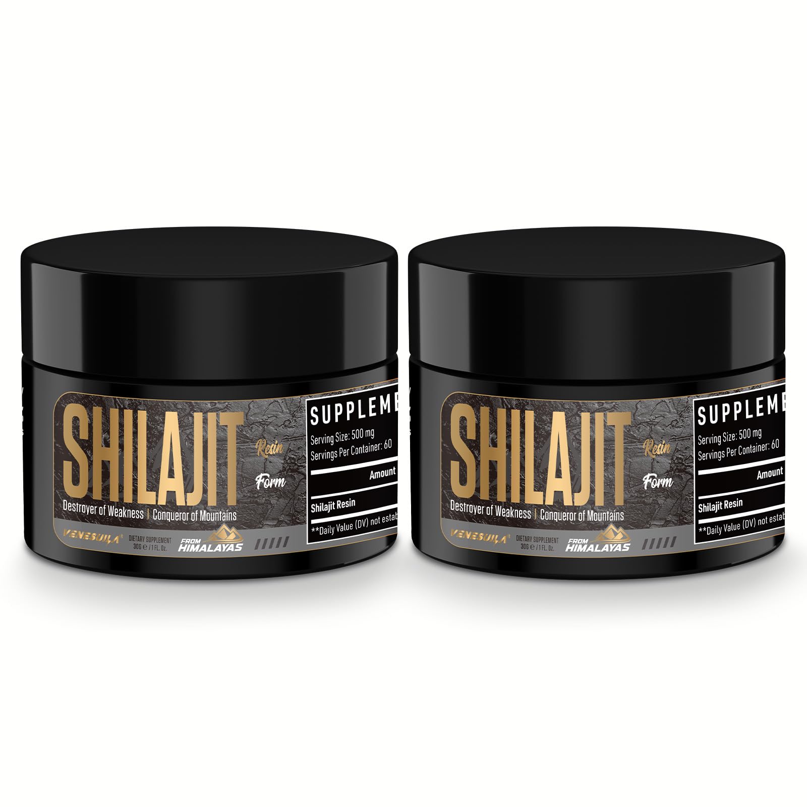 Shilajit Resin - Organic Shilajit Resin Third Party Tested Rich in 85+ Trace Minerals, Gold Grade Himalayan Pure Shiljait for Energy (1 Fl Oz (Pack of 2))