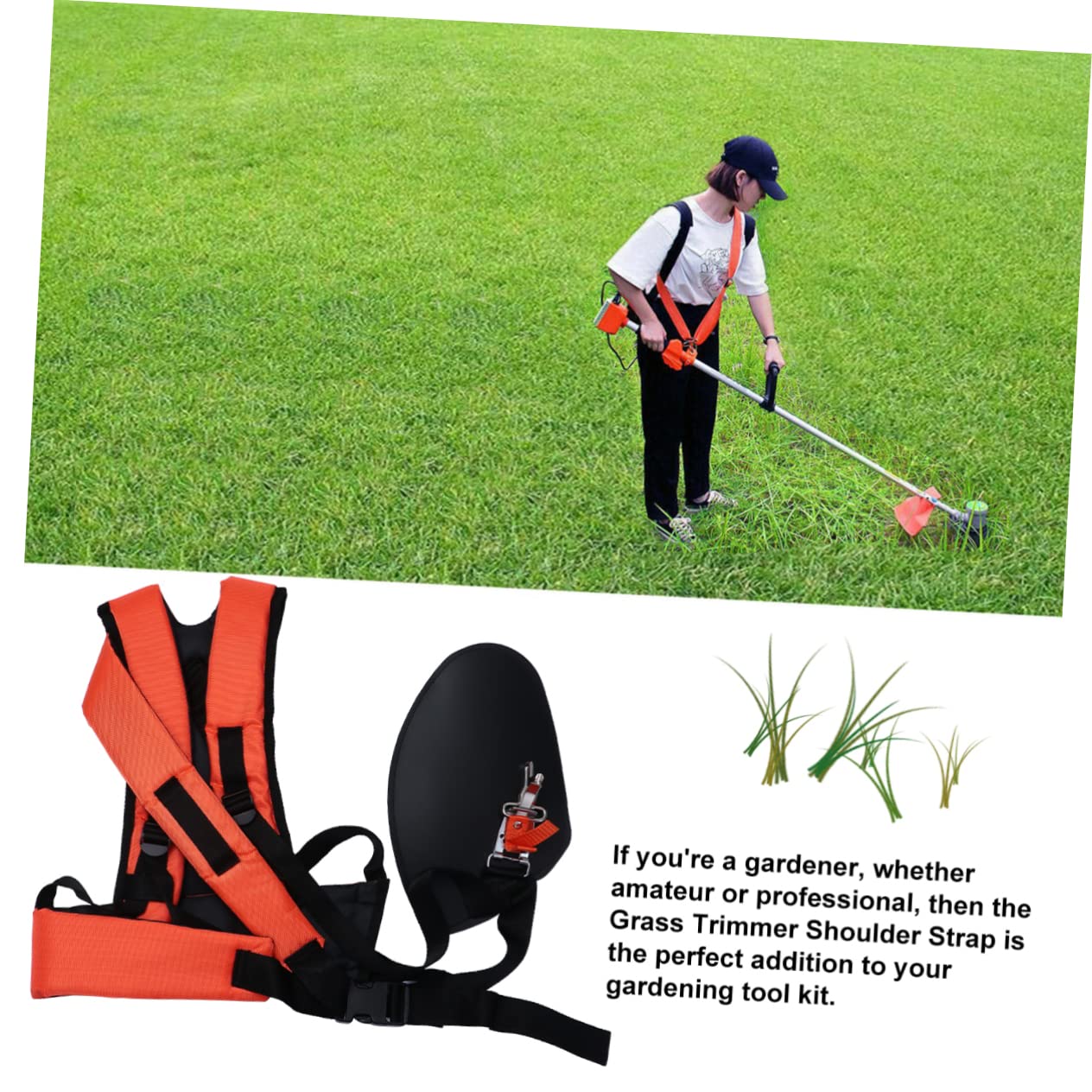 Correa de Hombro en Forma Desbrozadora Acolchado de Tela Oxford Ajustable para Jardín y Césped